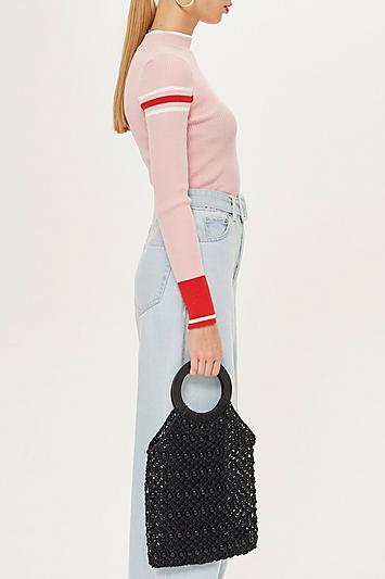 Topshop Mini Mykonos Beaded Tote Bag