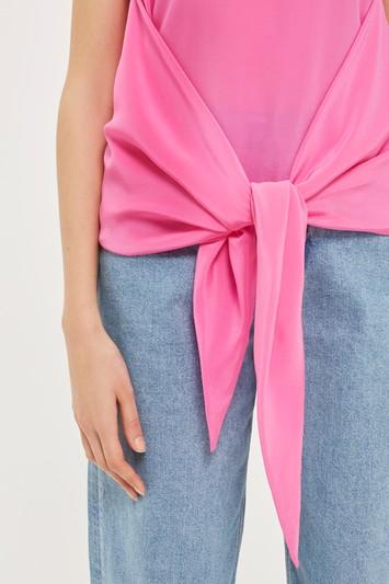 Topshop Silk Knot Front Vest By Boutique
