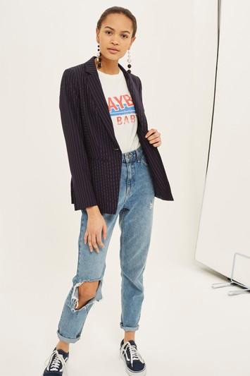 Topshop Pinstripe Cutabout Jacket