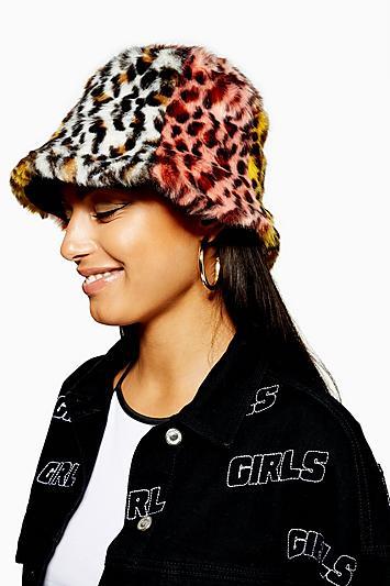 Topshop Mixed Animal Print Bucket Hat