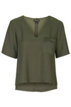 Topshop Raw V-neck Tee With Pocket