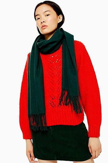 Topshop Forest Green Recycled Super Soft Scarf