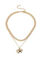 Topshop *panther Charm Gold Multirow Necklace