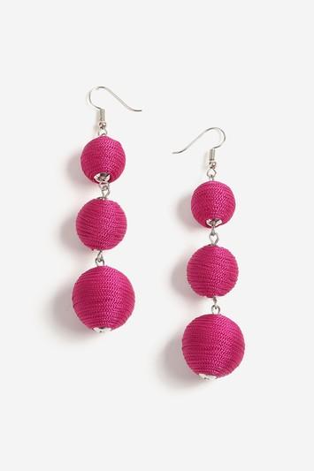 Topshop Fuchsia Fabric Ball Drop Earrings