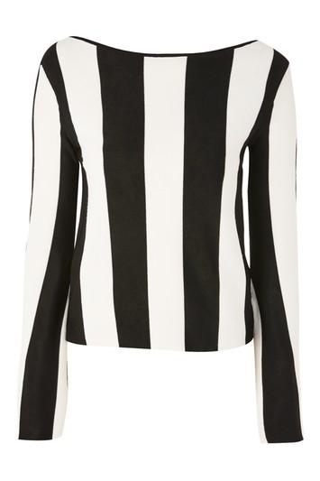 Topshop Stripe Slash Neck Jumper