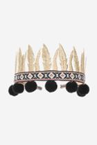 Topshop Feather And Pom Pom Crown Headband
