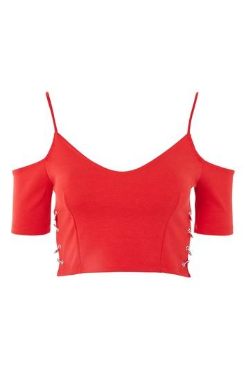 Topshop Hardware Detail Bardot Crop Top