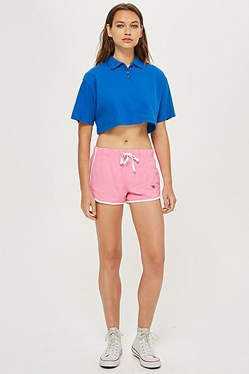 Topshop Heart Embroidered Runners Shorts