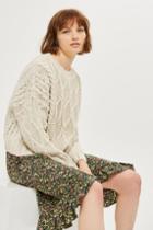Topshop Tall Cropped Cable Knit Sweater
