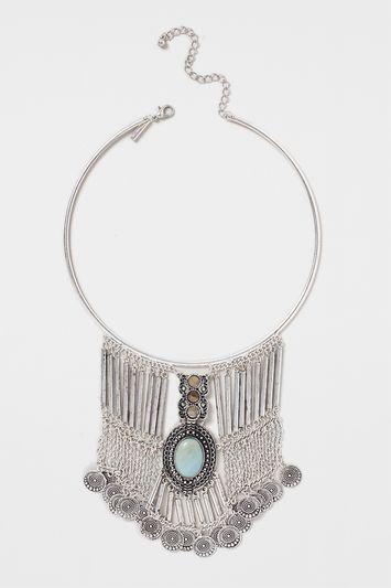 Topshop Semi Precious And Coin Torque Necklace