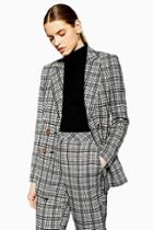Topshop Black And White Check Blazer