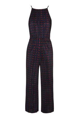 Topshop Chevron Print Pleated Jumpsuit