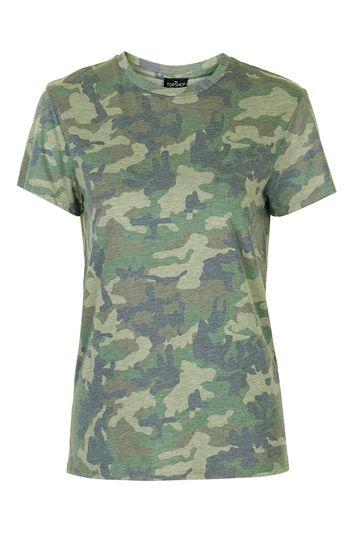 Topshop Petite Washed Camo Tee