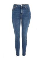 Topshop Moto Mid Blue Chain Side Jamie Jeans