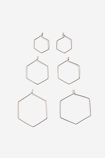 Topshop Hexagon Hoop Earrings Pack