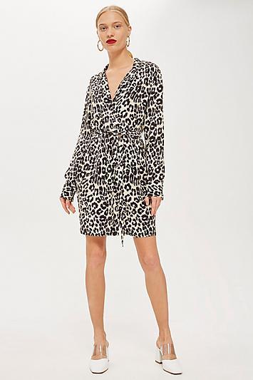 Topshop Leopard Print Pj Shirt Dress