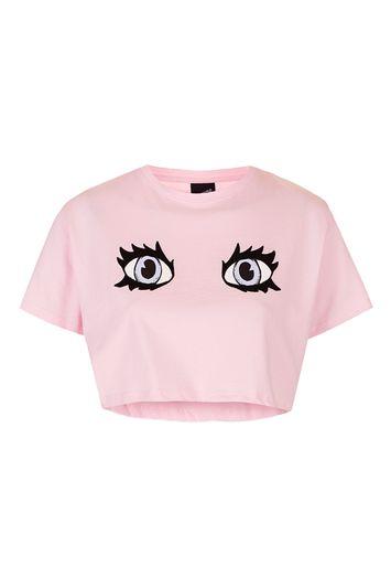 Topshop *textured Loose Fit Crop Tee By Illustrated People