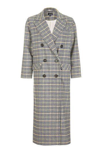 Topshop Heritage Check Double Breasted Coat