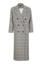 Topshop Heritage Check Double Breasted Coat