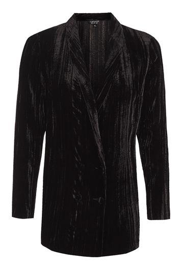 Topshop Pleat Velvet Blazer