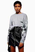 Topshop Star Sequin Sleeve Sweatshirt
