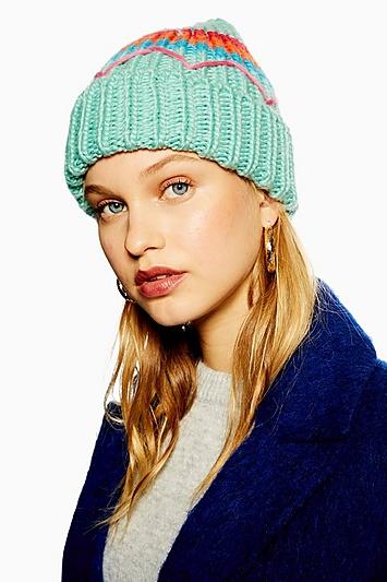 Topshop Embroidered Retro Beanie