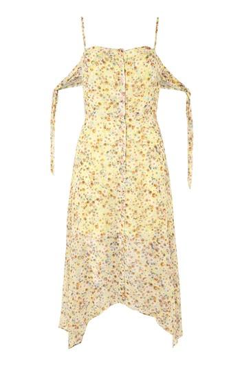 Topshop Floral Print Button Front Skater Dress
