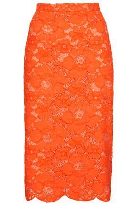 Topshop Cord Lace Pencil Skirt
