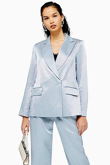 Topshop Light Blue Satin Twill Jacket