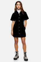 Topshop Petite Black Corduroy Utility Dress
