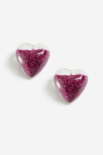 Topshop Glitter Shaker Heart Stud Earrings