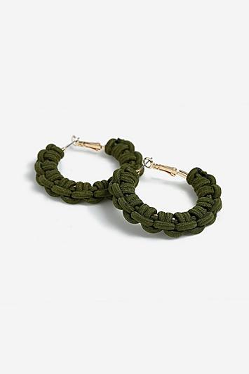 Topshop *green Cord Hoop Earrings