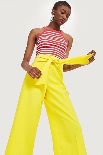 Topshop Tie Waist Bonded Culottes