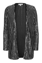 Topshop *cross Fire Black Striped Sequin Blazer By Wydlr