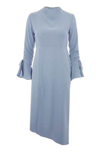 Topshop High Neck Rouch Midi Dress