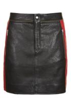 Topshop Leather Colourblock Biker Skirt