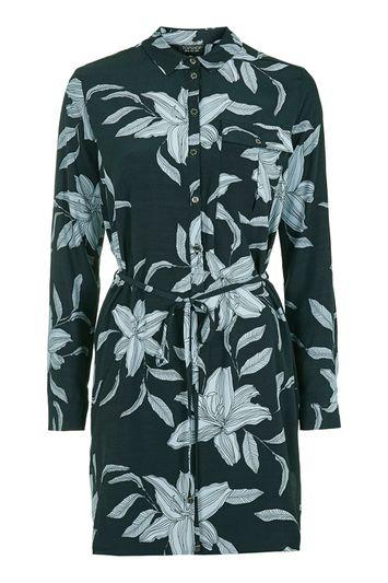 Topshop Oriental Print Shirt Dress