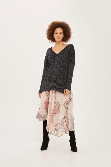 Topshop V-neck Cable Knit Sweater