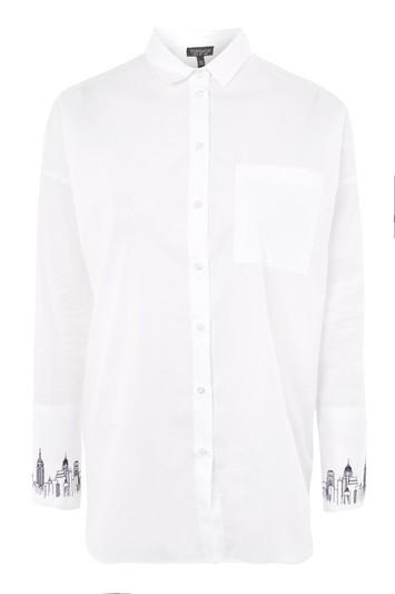 Topshop New York Embroidered Slogan Shirt