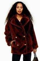 Topshop Petite Velvet Faux Fur Coat