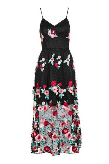 Topshop *floral Crochet Midi Dress By Glamorous