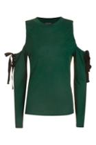 Topshop Ruched Tie Cold Shoulder Top