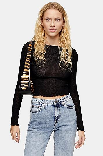 Topshop Long Sleeve Lettuce Mesh Top Multipack