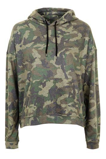 Topshop Tall Jersey Camo Hoodie