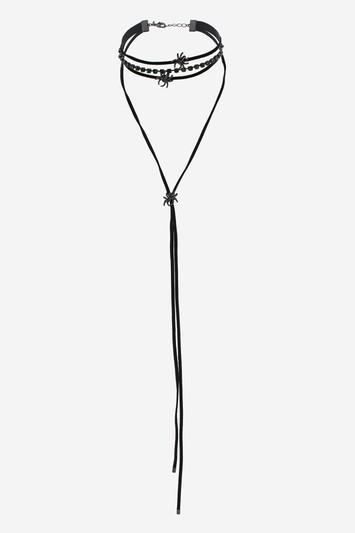 Topshop Haunting Spider Tie Choker Necklace
