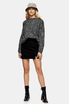 Topshop Black Plain Notch Mini Skirt