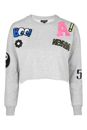 Topshop Standout Badge Cropped Sweat