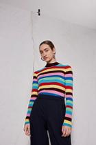 Topshop *rainbow Striped Knitted Sweater By Boutique