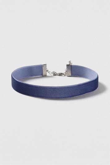 Topshop Thin Navy Velvet Choker