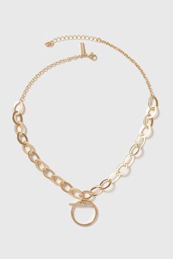Topshop Rhinestone T-bar Chain Necklace